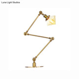 Vintage Diamond Shade Table Lamp: Amber/Clear Glass Adjustable Arm - Black/Brass