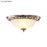 Vintage Dome Glass Flush Mount Ceiling Light Fixture - 2 Bulbs Brass/Bronze/Copper Finish