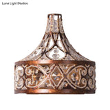 Vintage Drum Metal And Crystal Wall Sconce Light - Rustic Living Room Décor