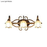 Vintage Epiphyllum 3-Bulb Wall Sconce With Cream Glass And Brass Branch Design