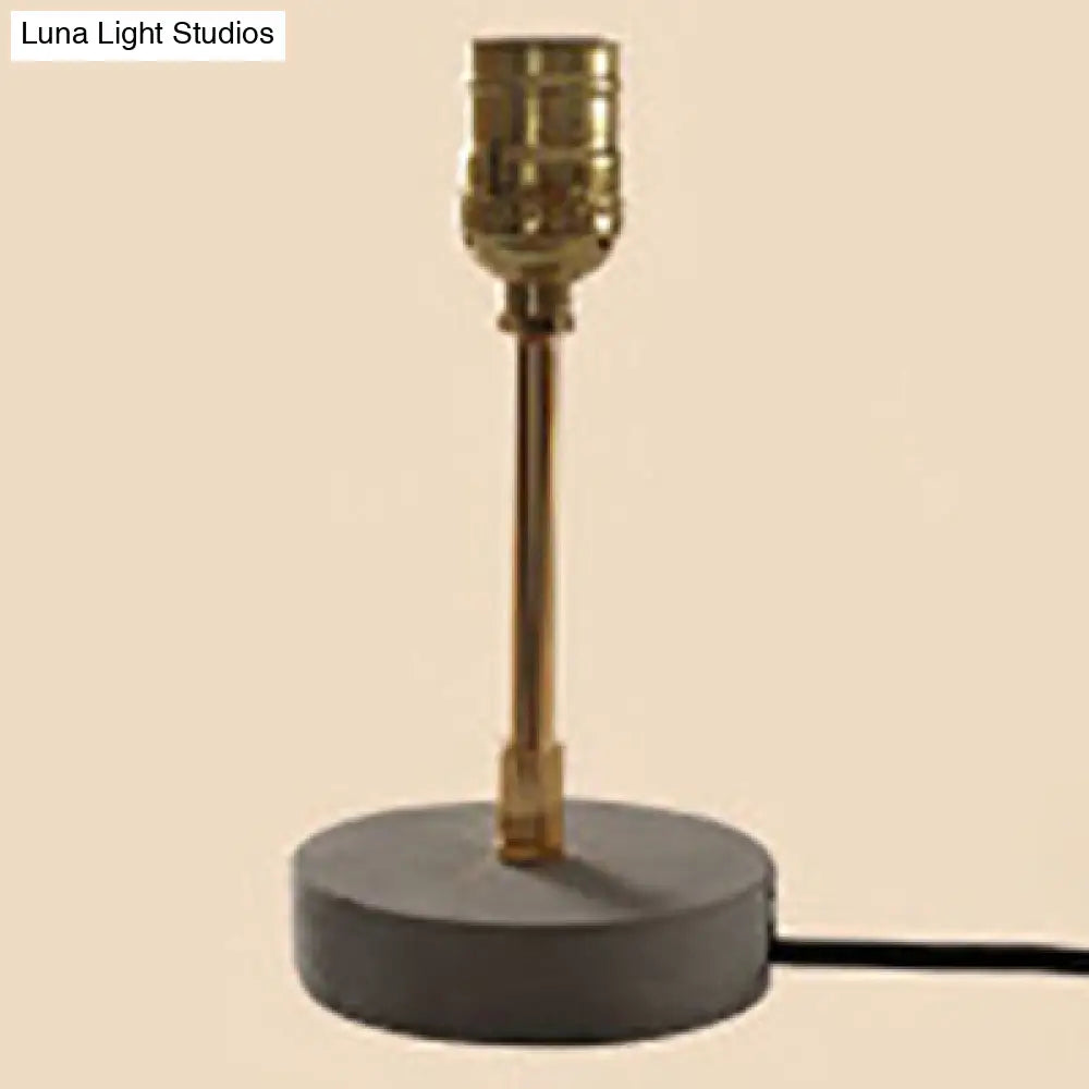 Vintage Exposed Table Lamp With Round Base - Grey Cement For Bedroom Lighting
