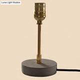 Vintage Exposed Table Lamp With Round Base - Grey Cement For Bedroom Lighting
