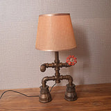 Vintage Fabric Conical Table Lamp With Water Pipe - Stylish 1-Light Restaurant Lighting In Bronze