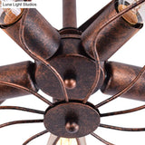 Vintage Fan Shaped 5-Light Iron Ceiling Light With Wire Cage Shade - Semi Flush Mount In Rust/Black