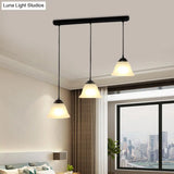 Vintage Flared White Glass Pendant Light Fixture For Dining Room With 3-Light Multi Design And