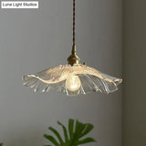 Vintage Floral Glass Pendant Light Fixture For Restaurants - Single Ruffled Design
