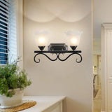 Vintage Flower Shaped Wall Mounted Lamp For Bedroom - Frost Glass Black Light 2 /
