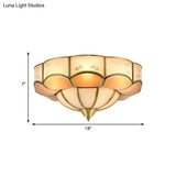 Vintage Flush Mount Lamp With Frosted Glass Panel & Multiple Light Options
