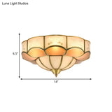 Vintage Flush Mount Lamp With Frosted Glass Panel & Multiple Light Options