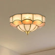 Vintage Flush Mount Lamp With Frosted Glass Panel & Multiple Light Options 3 / Brass