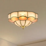 Vintage Flush Mount Lamp With Frosted Glass Panel & Multiple Light Options 3 / Brass
