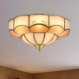 Vintage Flush Mount Lamp With Frosted Glass Panel & Multiple Light Options 4 / Brass