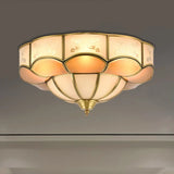 Vintage Flush Mount Lamp With Frosted Glass Panel & Multiple Light Options 6 / Brass