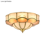 Vintage Flush Mount Lamp With Frosted Glass Panel & Multiple Light Options