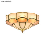 Vintage Flush Mount Lamp With Frosted Glass Panel & Multiple Light Options