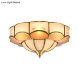 Vintage Flush Mount Lamp With Frosted Glass Panel & Multiple Light Options