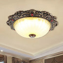 Vintage Flush Mount Light: Dome Shaped Ceiling Lighting 2/3 Bulbs Green/Red 12’/16’/19.5 Red / 12’