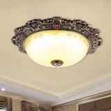 Vintage Flush Mount Light: Dome Shaped Ceiling Lighting 2/3 Bulbs Green/Red 12’/16’/19.5 Red / 12’