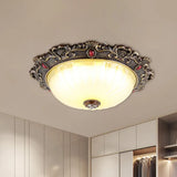 Vintage Flush Mount Light: Dome Shaped Ceiling Lighting 2/3 Bulbs Green/Red 12/16/19.5