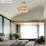 Vintage Frosted Glass Brass Bowl Semi Flush Mount - 4 Lights Living Room Lighting