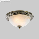 Vintage Frosted Glass Bronze/Copper Flushmount Ceiling Lamp - 2 Bulb 11’/13’/15’ W