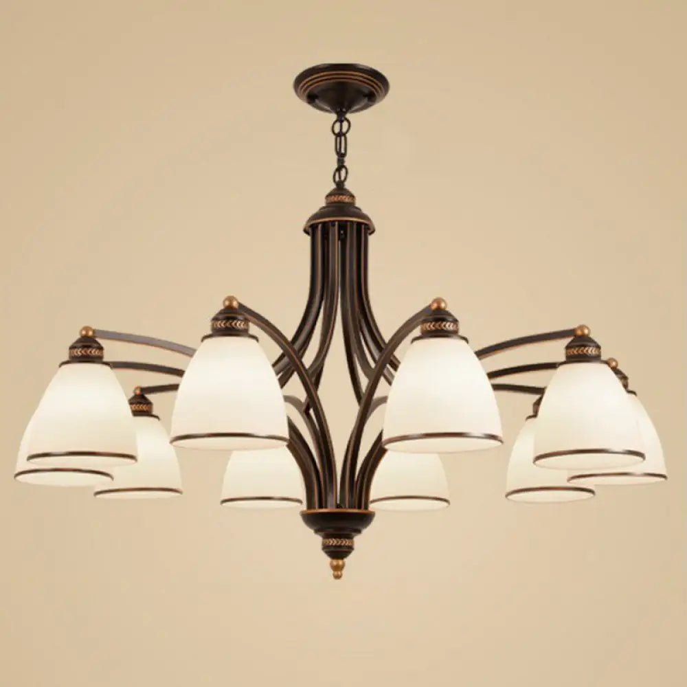 Vintage Frosted Glass Chandelier Pendant Light For Living Room Decor 10 / Black Down