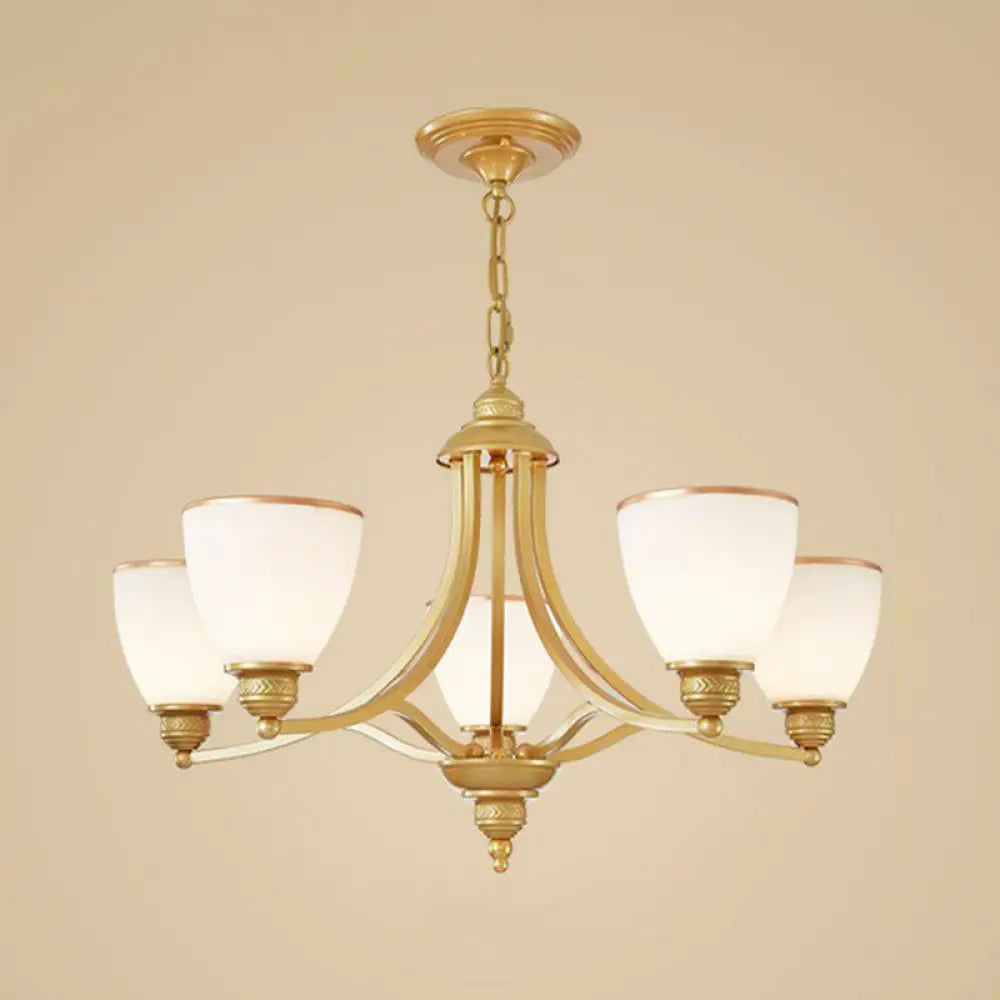 Vintage Frosted Glass Chandelier Pendant Light For Living Room Decor 5 / Gold Up