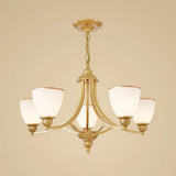 Vintage Frosted Glass Chandelier Pendant Light For Living Room Decor 5 / Gold Up