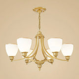 Vintage Frosted Glass Chandelier Pendant Light For Living Room Decor 6 / Gold Up