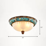 Vintage Frosted Glass Dome Flush - Mount Bedroom Ceiling Light 3 / Blue