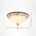 Vintage Frosted Glass Dome Flush - Mount Bedroom Ceiling Light 3 / Pink - White