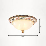 Vintage Frosted Glass Dome Flush - Mount Bedroom Ceiling Light 3 / Pink - White