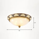 Vintage Frosted Glass Dome Flush - Mount Bedroom Ceiling Light 3 / Yellow - White