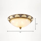Vintage Frosted Glass Dome Flush - Mount Bedroom Ceiling Light 3 / Yellow - White