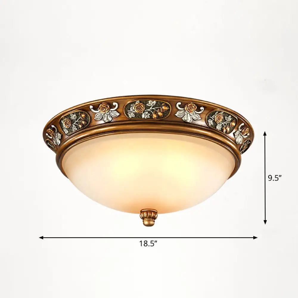 Vintage Frosted Glass Dome Flush - Mount Bedroom Ceiling Light 4 / Bronze