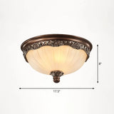 Vintage Frosted Glass Dome Flush - Mount Bedroom Ceiling Light 4 / Brown