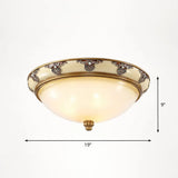 Vintage Frosted Glass Dome Flush - Mount Bedroom Ceiling Light 4 / Yellow - White