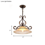 Vintage Frosted Glass Pendant Light With Flared Design And Black-Gold Arm For Dining Room