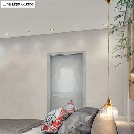 Vintage Geometric Blown Glass Pendant Hanging Lamp In Gold - Elegant Lighting For Restaurants