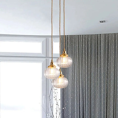 Vintage Geometric Blown Glass Pendant Hanging Lamp In Gold - Elegant Lighting For Restaurants /