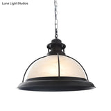 Vintage Glass Cage Bowl Pendant Light Fixture For Dining Room - 1 Head Suspension Lamp