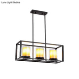 Vintage Glass Cylinder Pendant Light With Black Frame - Island Dining Room Lighting (3/5/6 Lights)