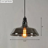 Vintage Glass Pendant Lamp With Single Bulb For Restaurant Lighting