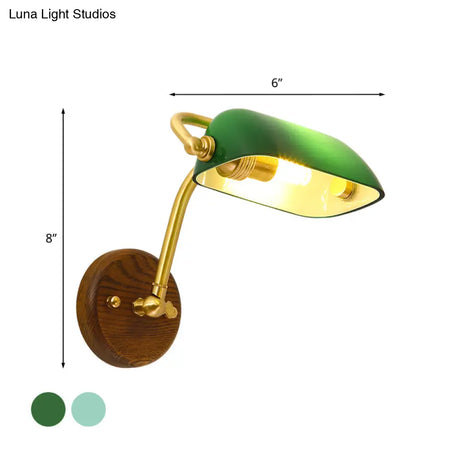 Vintage Glass Rectangle Wall Sconce Lamp - Glossy Green/Light Green Luminaire For Living Room
