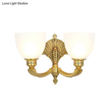 Vintage Glass Wall Sconce - Elegant Gold-Finished Bedroom Lamp With Frosted Bowl Shade