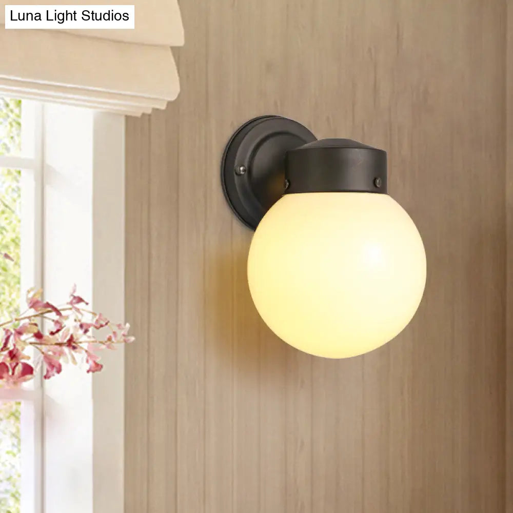 Vintage Globe Wall Sconce With White/Clear Glass Shade - Ideal For Bathrooms