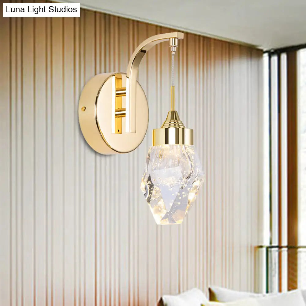Vintage Gold Bubble Crystal Led Wall Sconce For Living Room Or Bedroom