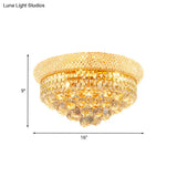 Vintage Gold Cut Crystal Ceiling Light With 6 - Bulb Cone Flush Mount For Bedroom
