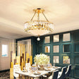 Vintage Gold Drum Semi Mount Lighting With Crystal Accents And Milk Glass Diffuser / 16.5’
