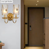Vintage Gold Finish Brass Wall Mount Candle Sconce Lamp With Swag Arm